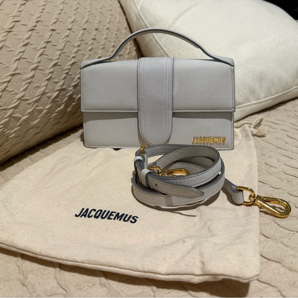 Jacquemus Grand Bambino Gray Bag with Gold Hardware